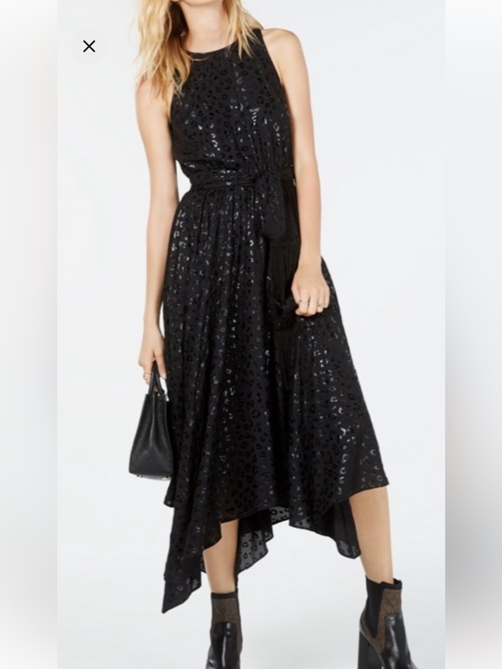 Leopard, print handkerchief, hem dress